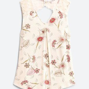 DANIEL RAINN Off White Fantine Crochet Detail Sleeveless Knit Top